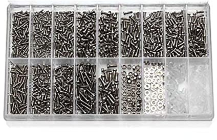 1000 PCs Glasses Screw Accessories Box/Nose Tray Screw Watch Glasses Repair Screw Set 18 Grid