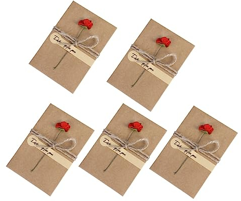 EXCEART 10stücke Vintage Kraftpapier Grußkarten Mit Handgefertigten Getrockneten Blumen Dankeskarten Für Neujahr Weihnachten Muttertag Geburtstage Freunde Und Familie