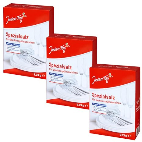 Jeden Tag Geschirrspülmaschinen Spezial Salz 2,2 kg | Perfekter Kalkschutz, Wasserenthärtung, Feine Körnung | Für alle Spülmaschinen geeignet (3er Pack)