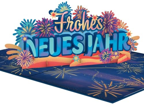 papercrush® Pop-Up Karte Frohes Neues Jahr - 3D Neujahrskarte mit Feuerwerk für Neujahrsgrüße & Neujahrswünsche für Frauen, Männer & Kinder - kleines Geschenk & Mitbringsel zur Silvester Party