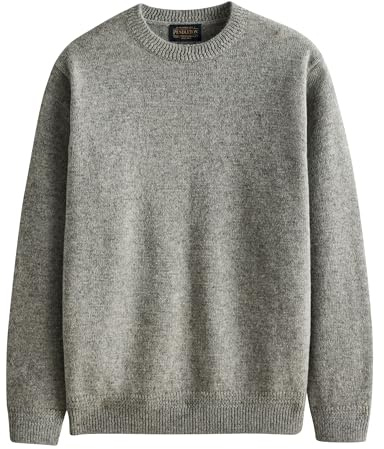 Pendleton Men's Shetland Wool Pullover Men's Sweater – Classic Crewneck for Men, Naturally Warm, Odor and Stain-Resistant Light Grey Heather