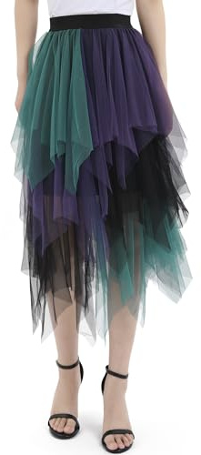 Zffriction Gonna in Tulle Donna Lunga a Vita Alta Elastica Irregolare Estiva per Quotidiana, Carnevale, Party (IT, Testo, Taglia Unica, Regular, Viola)