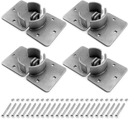 QWORK 2-7/8 Round Puck Lock Set with Hasps, 4 Pack Steel Hidden Shackle Lock Kit for Vans, Trucks & Gates