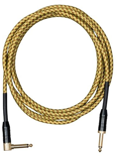 Cascha Professional Line Guitar Cable, Angled, Tweed Natural, 3m