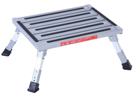 Shkalacar Tritthocker für Wohnmobile, 4 Stufig Verstellbarer Rutschfester Tritt aus Aluminiumlegierung mit Griff, tragbarer, Klappbarer Tritthocker für Erwachsene, Kinder und Senioren