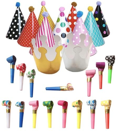 CWPFVQA 26 Stück Partyzubehör, Partyhüte, Partyhüte Für Erwachsene, Kinder, Geburtstagspartyhüte, Geburtstagskronen, Mehrfarbig
