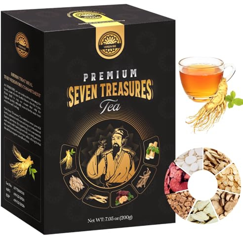 Premium Ginseng Kidney Liver Tea - 7 Treasures Traditional Tea for Men’s & Women’s Daily – 20 Bags/Box (20, Gingseng)