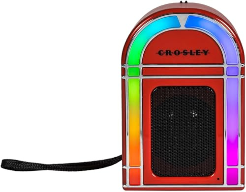 Crosley Mini Jukebox - Altoparlante Bluetooth portatile con 8 ore di riproduzione, altoparlante da viaggio wireless per interni con luci, design retrò con audio audace, altoparlanti ricaricabili USB-C
