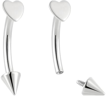 Pierced Koala 2 pièces en titane de qualité 16G filetage interne, pour langue téton sourcil oreille pointe courbée flèche cœur haltère bijoux de corps