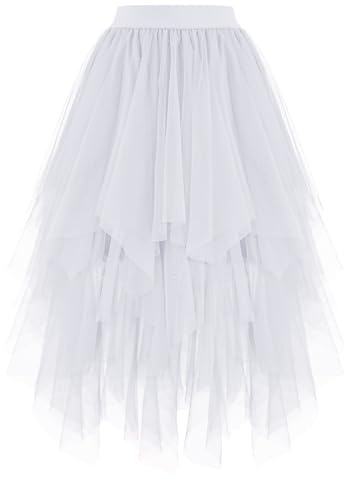 Dressever Damen Unregelmäßiger Mehrschichtiger Tüllrock | A-Linie Hoher Taillierter Rock;Ballett Tutu;Abschlussball Party;Karneval Party Rock;Halloween Netzkleid