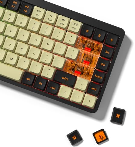 dagaladoo Low Profile keycaps Set,Double Shot PBT keycaps 60 75 100 Percent,Beige/Black/Orange Custom Keyboard Key caps for Most MX Switches Mechanical Keyboard