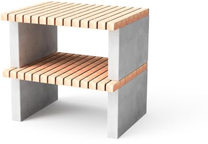 MAESTRO FERRETERO Movelar - Seitenständer Albufeira Modul für vorgefertigten Grill (Grau, Orange - 95 x 70 x 70 cm) - Verwendung im Außenbereich