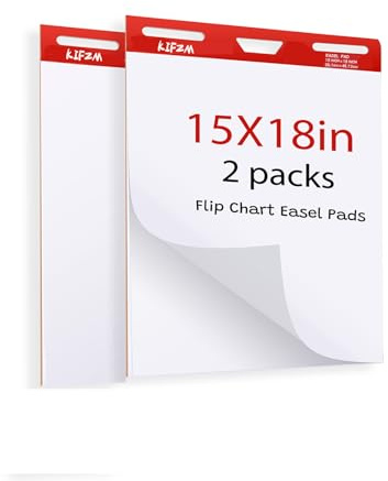 KIFZM 2 Stück Hafttafeln - Selbstklebende Flipchart-Blöcke 38 x 46 cm (15 x 18 Zoll), weiß, 30 Blatt/Block, für Büro, Teamarbeit, Schulen, Klassenzimmer, Unterricht zu Hause