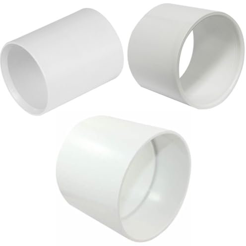 PVC Solvent Weld Waste Pipe Coupling, 50mm, White, Pack of 3