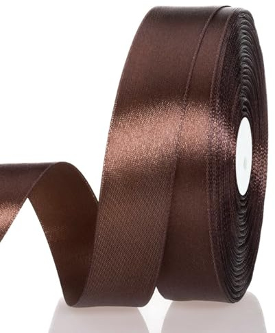 Satinband Braun 20 mm Breit Schleifenband, 91 Meters Geschenkband Stoffband Satin Dekoband Seidenband zum Basteln, Geschenkverpackung, Kunsthandwerk, Geburtstag Hochzeit Taufe Weihnachten Dekoration