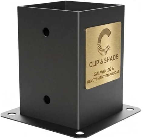 CLIP & SHADE Pfostenschuh 100x100 mm 1-Weg | Pfostenträger Aufschraubhülse Holz 10x10 cm | Balkenschuh verzinkt & pulverbeschichtet | für Pergola, Carport, Terrassenüberdachung
