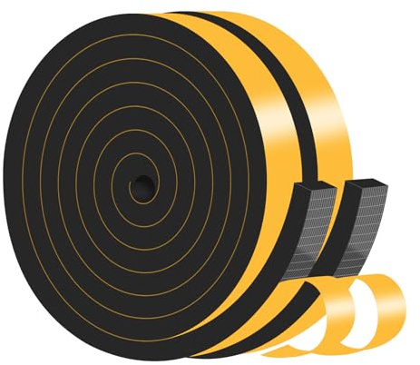 Dichtungsband Selbstklebend,Hochdichtes CR-Material,25mm x 10mm x 4M | Moosgummi Selbstklebend,Einseitig klebend,Schaumstoff für Boxen, Türen, Armaturen&Fenster, Schwarz