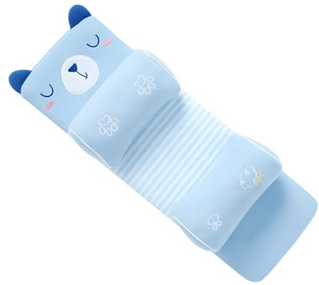 Hojalis Baby Head Shaping Pillow with Cartoon Pillowcase, Memory Foam Baby Pillow for Head Shaping, Children's Pillow with Case, Breathable & Flat for Newborns to Correct Head Shape (Blue, One Size)