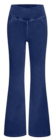 Stretch jeans för kvinnor hög midja utsvängd, push-up rumplyft jeansbyxor elastisk midja magkontroll vardagliga jeans hög elasticitet full längd denimbyxor damer yogabyxor, Mörkblått, XL
