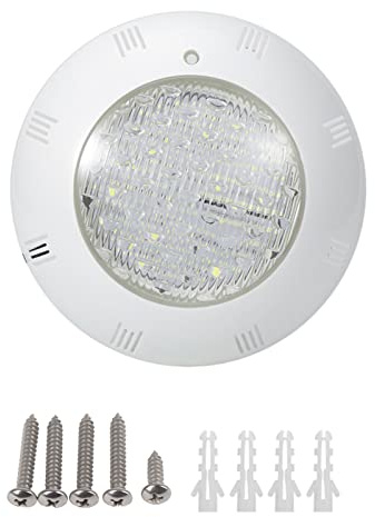 Luz subacuática LED de 15 W CA 12 V, iluminación de piscina, luz blanca IP68 RGB con vidrio templado y cuerpo de acero inoxidable, control remoto para piscinas interiores y (Luz blanca 15W)