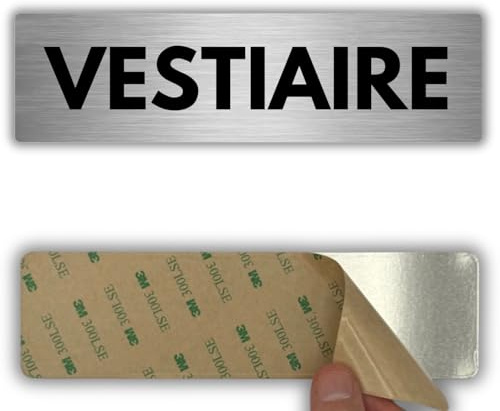 LEIASA | Plaque Vestiaire - 5x18 cm - Aluminium - Salle de Change Rapide | Panneau Vestiaire Commun, Autocollant Casiers Fermés, Pancarte Penderie, Sticker Rangement Sacs, Signal Tenue de Ville