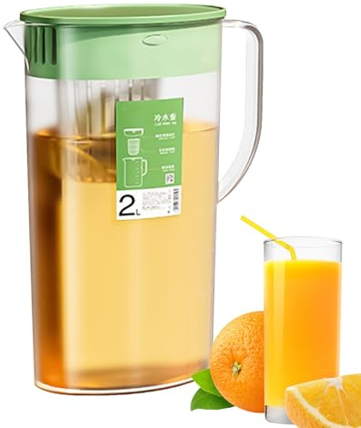Infuser Pitcher,2L Iced Tea Pitcher With Lid And Infuser -7.48x3.94x10.24 Inches Beverage Serveware, Cold WaterPitcher, Drink Dispenser For Iced Tea, Fruit Infused Water And Juice