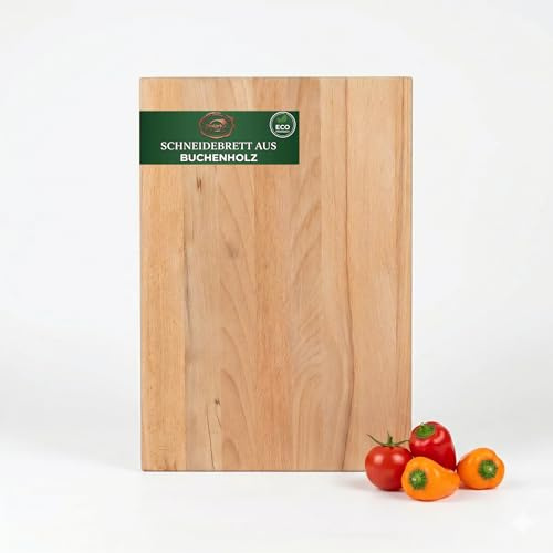 Project of WOOD Planche à découper en bois de hêtre massif - 350 x 250 x 35 mm - Bloc de hachoir avec huile de ricin huilée - Plateau de service personnalisable pour couper et servir pour cuisiniers