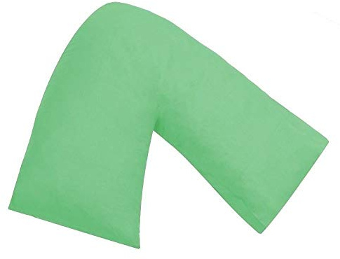 Comfy Nights Orthopedic V Shape Pillow Extra Support For Head, Neck & Back with Free Cover - Mint