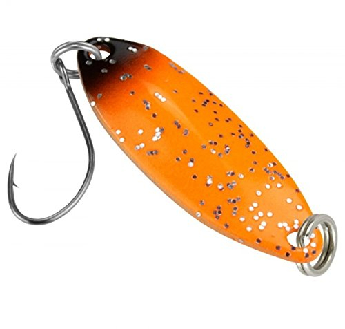 FTM Spoon Tango 1, 8g - Forellenblinker zum Spinnfischen, Forellenköder zum Spinnangeln, Blinker für Forellen, Löffelblinker, Farbe:orange/schwarz Glitter