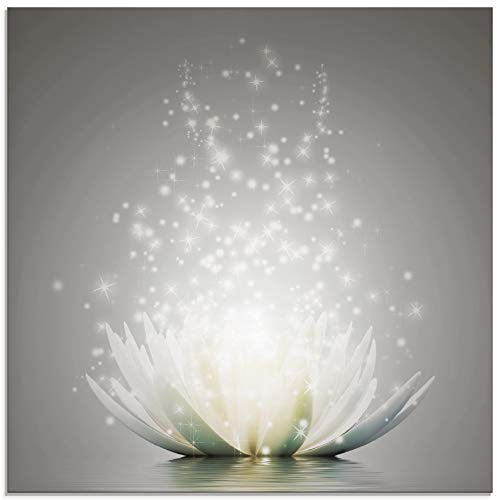 ARTland Wanddeko Glasbilder Wandbild Glas Bild einteilig 50x50 cm Quadratisch Blumen Lotusblume Blüte Natur Seerose Abstrakt Kunst S7FD