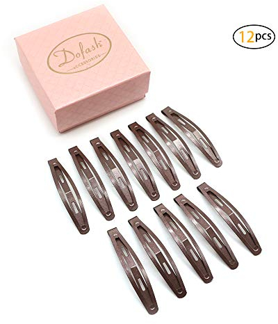 Dofash 2.36IN/6CM Einfache Große Haare Snap Clips Metall Haarspangen Basic Haar Zubehör Für Frauen 12PCS (Braun)