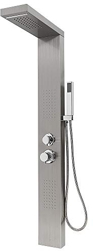 Colonne de douche en Acier Inoxydable,Système de douche Panneau avec jets de massage,Douchette à main,Cascade et douche effet pluie,130x47x15cm (Acier Inoxydable Brossé)