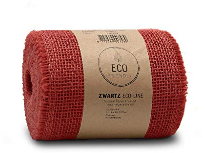 Sizo Zwartz Jute ECO Line Tischläufer Tischband 15cm breit 10m lang Juteband | viele Farben | Tischband Deko Hochzeit (rot)