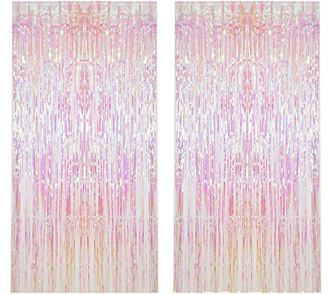sus 2 Stück Vorhang, glänzend, metallisch, 1 x 2 m, dekorativer Vorhang, perfekt für Geburtstag, Hochzeit, Weihnachten, Partydekoration