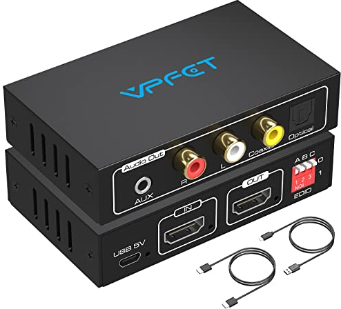 HDMI Audio Extractor 4K30Hz HDMI Optical Splitter zu Optisches und Koaxial L/R mit 3,5-mm-Stereo Unterstützung HDCP D-olby DTS 5.1 PCM EDID Management für HDTV PS4 Blu-ray Amplifier