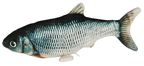 Kerbl Pet Katzenspielzeug Jumping Fisch | Blau, 28 cm lang, aufladbares Bewegungsspielzeug mit USB-Kabel und automatisch zappelnder Flosse