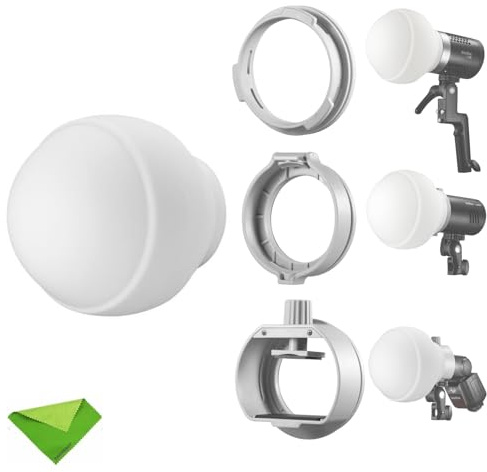 Godox ML-CD15 Flash Diffuser Modifier Bundle Diffusion Dome for V1S V1C V1N V1F V1O V860III V860II V850III TT685II TT600 TT685 AD200 AD200PRO AD300PRO AD400PRO ML30 ML60 ML60BI(Included 3 adapters)
