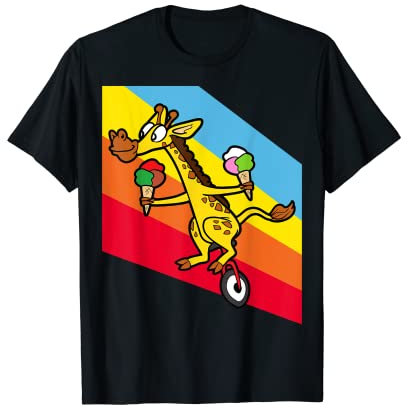 Giraffe Eiskrem Einrad Fahrrad Einradfahren Einradfahrer T-Shirt