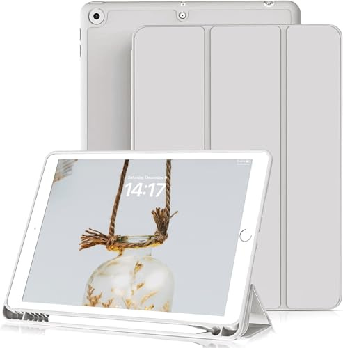 JKSML Hülle für iPad 9./ 8. /7. Generation 10.2 Zoll Modell 2021/2020/2019 | Auto Schlaf/Aufwach Funktion | Ultradünne Schutzhülle aus TPU für iPad 10.2 Zoll, Grau