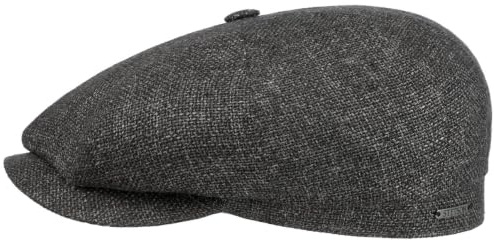 Stetson Hatteras Ellington Flatcap Melierte Mütze Klassische Schiebermütze Wide-Fit Style Made in EU Damen Herren Ganzjährig