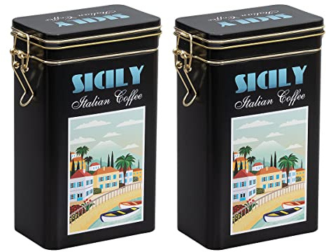 tea4chill 2 Stk Teedosen für losen Tee 500g, Kaffeedosen, Gewürzdosen, Cicily, Metall, eckig mit Bügelverschluss, 77 x 122 x 197mm (LxBxH)