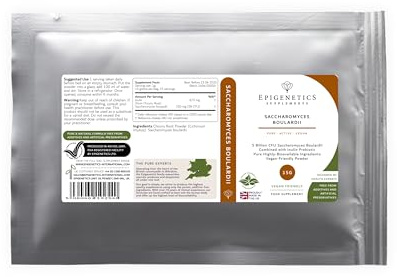 Saccharomyces Boulardii 15g | 5 Billion CFU Probiotic + Chicory Root Prebiotic (Inulin) | Vegan Friendly Powder UK Made | 1g Daily (15 Servings)