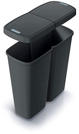 KEDEN Papelera con 2 tapas independientes color negro 50L.