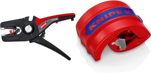 Knipex PreciStrip16 Pince à dénuder automatique 195 mm (carte LS/blister) 12 52 195 SB, Noir & BiX Coupe-tube pour les tubes en plastique de Ø 20 à 50 mm 90 22 10 BK