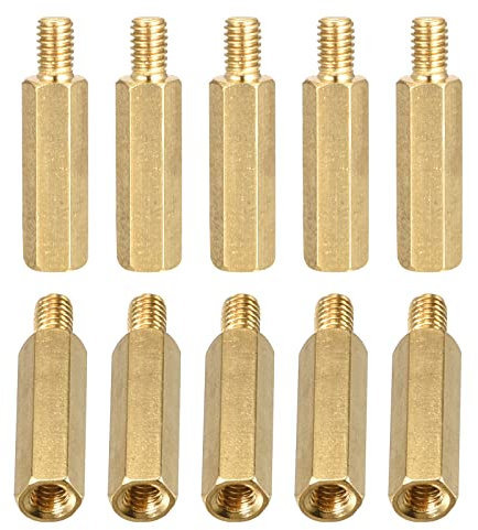 DTGN M4x20x6mm(DxHLxML) - Messing Sechskant Standoff -20Pack- Gut für Elektronisch Machine - Stecker an Buchse Distanzstück Schraube Muttern