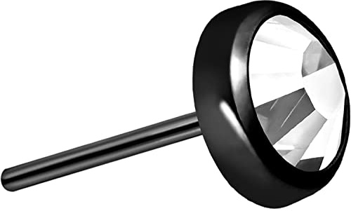 PIERCINGLINE Titan Labret Aufsatz mit Push Pin Disc + KRISTALL OHNE Labret Stecker Piercing Ohr Conch Tragus Lippe Nase Medusa Farb & Größenauswahl