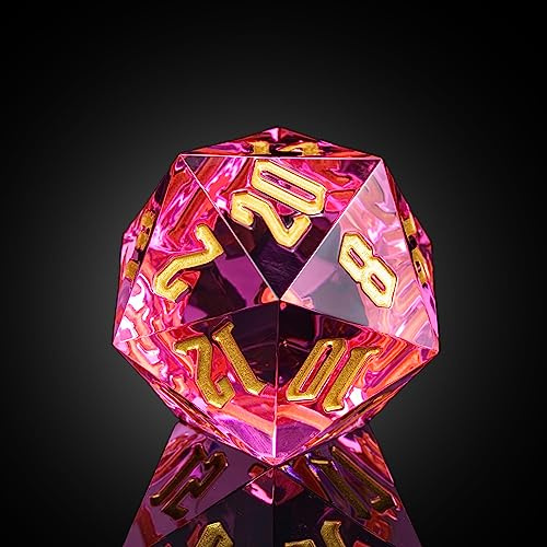 Poludie 55 mm 20-seitige DND-Würfel, riesige D20 D&D-Polyedrische Würfel, groß, D20 mit Stanzform, Geschenkbox für Dungeons and Dragons, RPG-Tischspiele (transparente Pfirsich-/Gold-Zahlen)