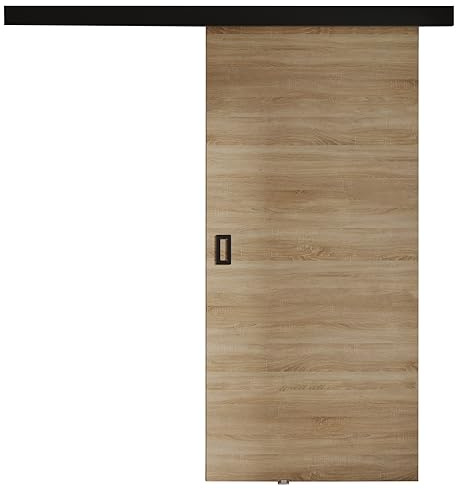 KIER FURNITURE Schiebetür Komplettset WERDI 90 - Innentüren Komplettset - Wohnzimmer Schiebetür - Modern Schiebetüren - Sliding Door - Tür Graphit 96x205x1,6 cm