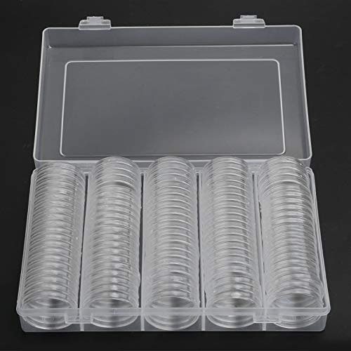 100 Stück Münzen Aufbewahrung 30mm Münzkapseln Transparent Münzen Aufbewahrungsbox mit Schaumstoffdichtung Münze Dollar Halter Fall 5 Größen (17/20/ 25/27/30mm) Münzkapseln Behälter Schutz
