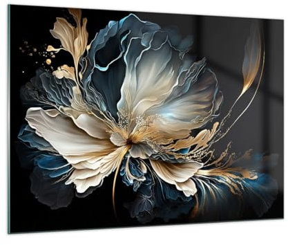 ARTTOR Vidrios decorativos 100x70cm Cuadro Sobre Vidrio Moderno Flor Botánica Arte Deco Grande Cocina Cuadros Pared Impresiones Decoracion Salon Impresión en Cristal Wall Art Prints GAA100x70-5766